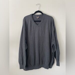 OAK HILL Premium Gray Cashmere Blend Neutral Pullover V-Neck Sweater Men’s 4XL